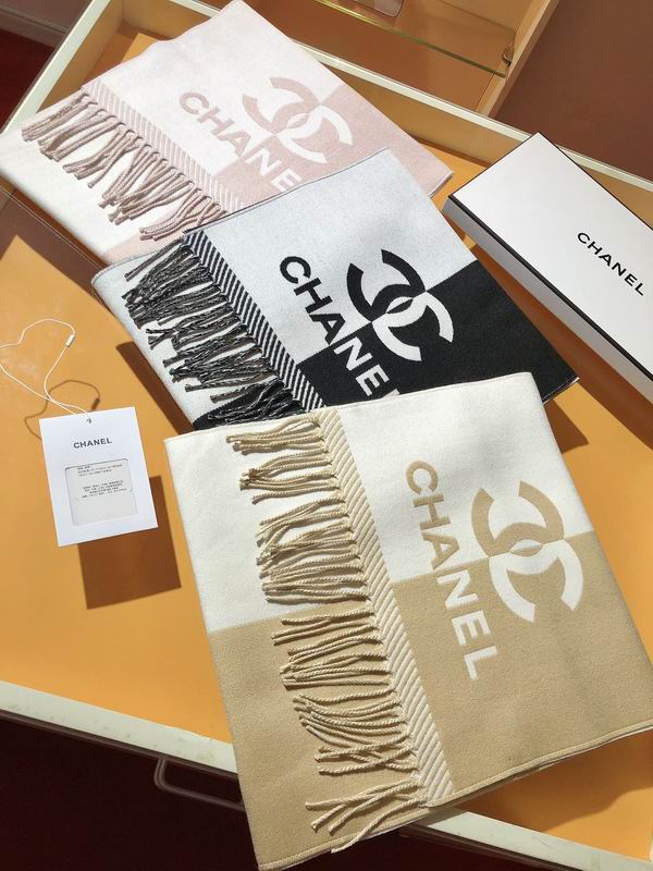 Chanel scarf 34X184cm 100%绵羊毛 E31